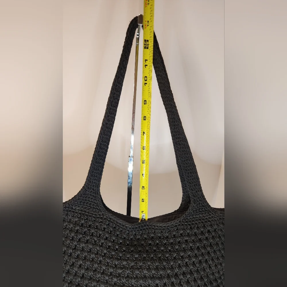 The Sak Vintage Black Crochet Lined Shoulder Hobo Bag OS - Picture 8 of 11